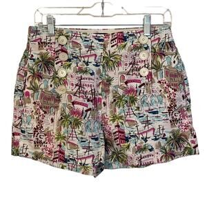 J. Crew Linen Lyocell City Scene Tropical‎ Trees Shorts Size 6